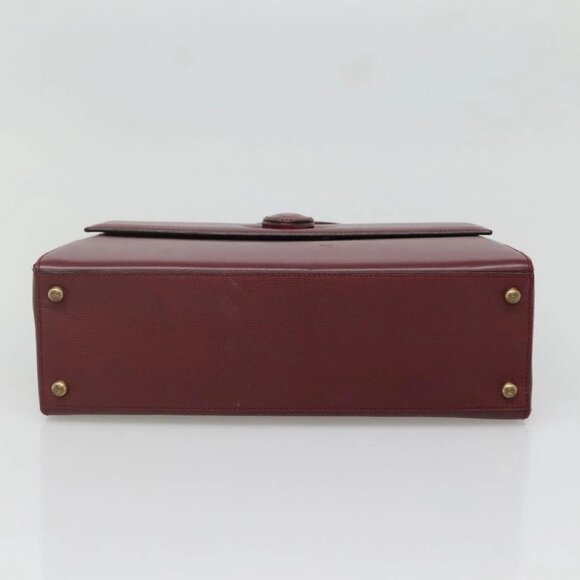 CARTIER Must Line Hand Bag Leather Bordeaux Gold Auth ki5854 - Picture 6 of 14